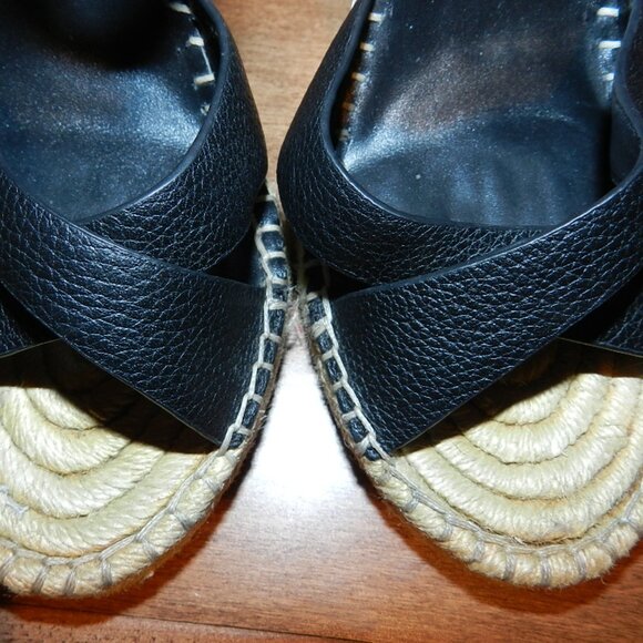 Joie Lena Black Leather Espadrille Wedge Sandals Ankle Strap size EU 38 - Picture 12 of 12